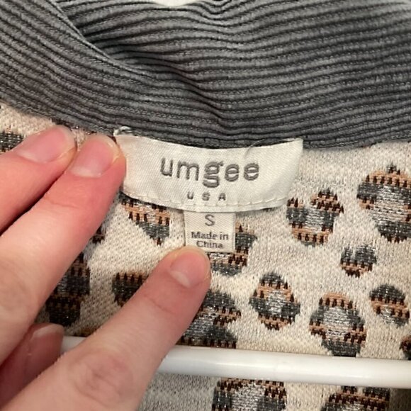 UMGEE Cream Ivory Gray Colorblock Leopard Animal Oversized Shacket Shirt Jacket - Picture 7 of 15